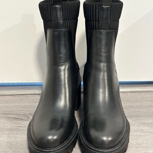 Brand New! Zara Black Leather Sock-Style Ankle Boots